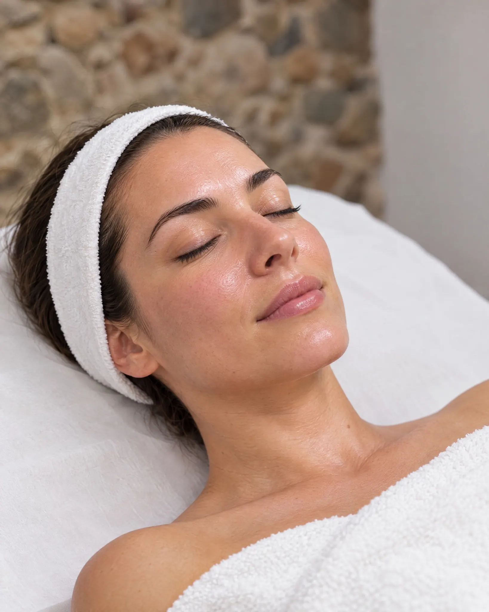 Rostro de una clienta tras un tratamiento facial en Arulaser